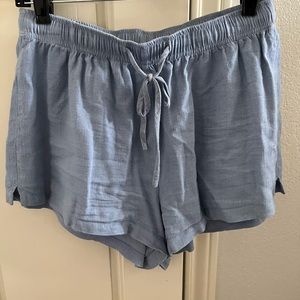 Blue Linen Shorts